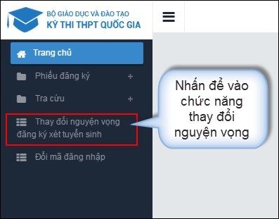 Hướng dẫn thao tác thay đổi nguyện vọng trên online và mẫu giấy