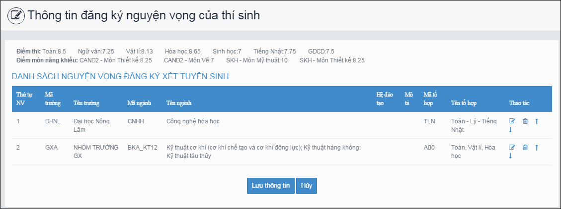 Hướng dẫn thao tác thay đổi nguyện vọng trên online và mẫu giấy