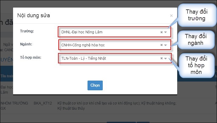 Hướng dẫn thao tác thay đổi nguyện vọng trên online và mẫu giấy
