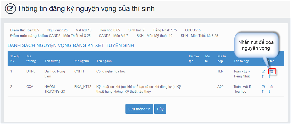 Hướng dẫn thao tác thay đổi nguyện vọng trên online và mẫu giấy