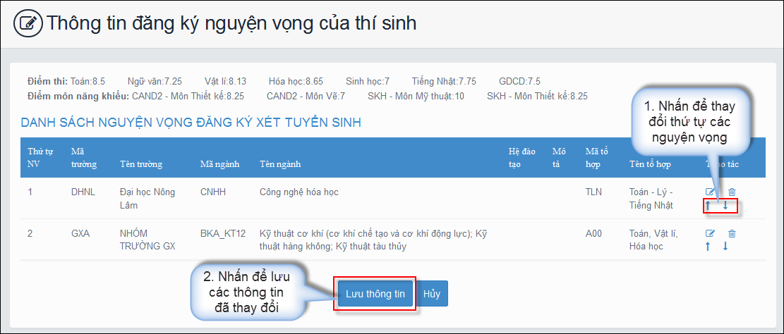 Hướng dẫn thao tác thay đổi nguyện vọng trên online và mẫu giấy