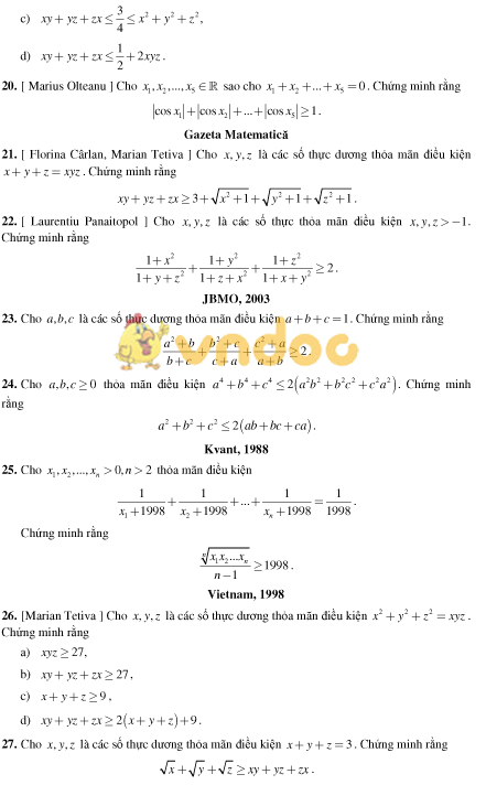 500 bài Toán bất đẳng thức chọn lọc