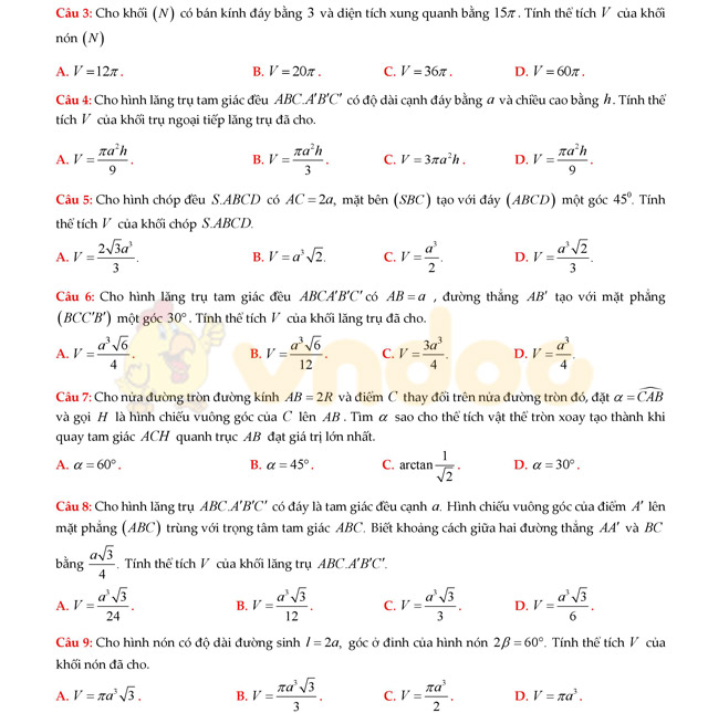 Thể tích trong không gian