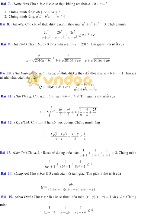 Bộ đề thi tuyển sinh Chuyên Toán