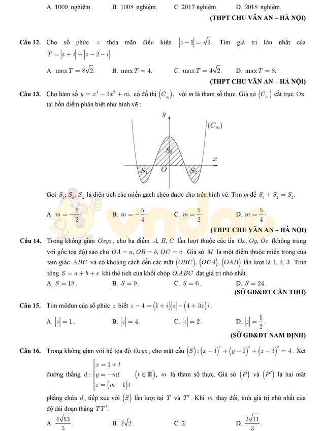 152 bài toán vận dụng cao có đáp án