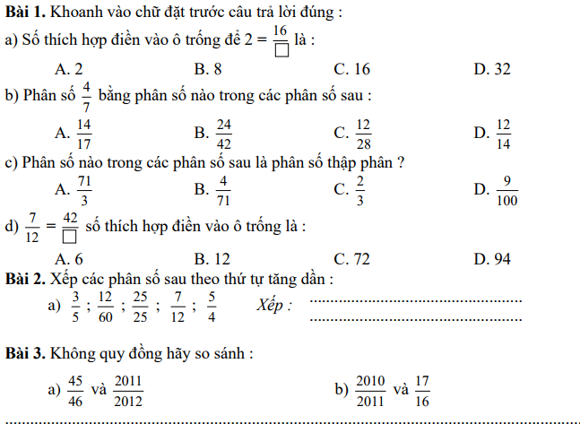 Bài tập cuối tuần môn Toán lớp 5