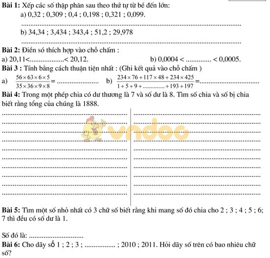 Bài tập cuối tuần bồi dưỡng HSG lớp 5
