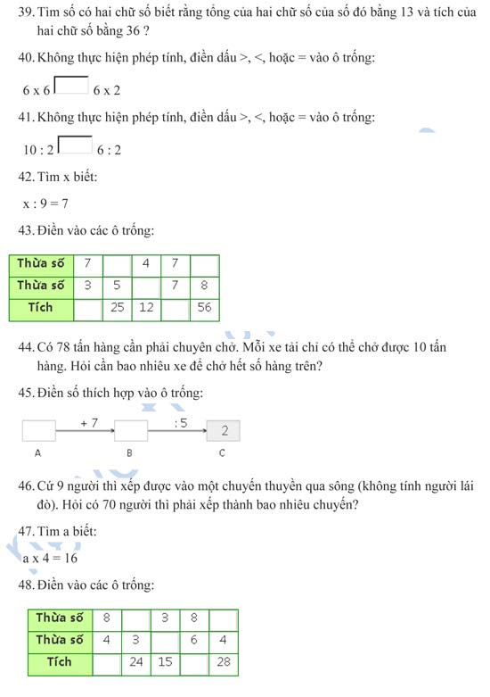 Bài tập Toán lớp 3