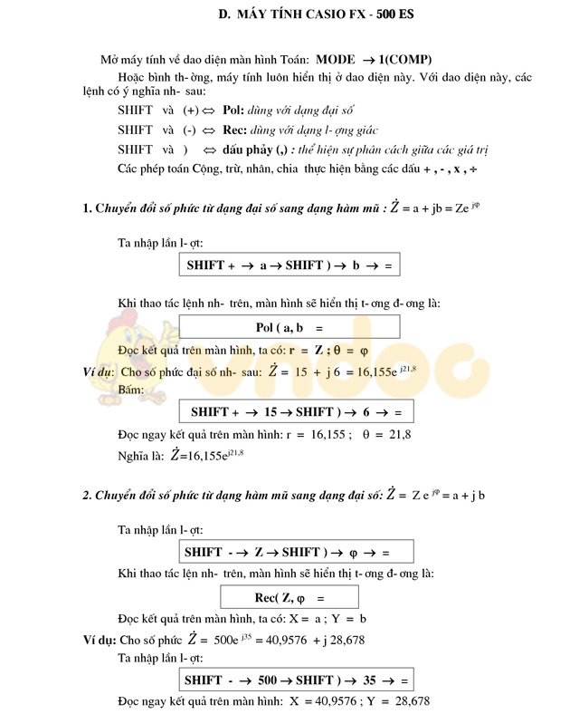 Cách sử dụng số phức bằng máy tính cầm tay Casio