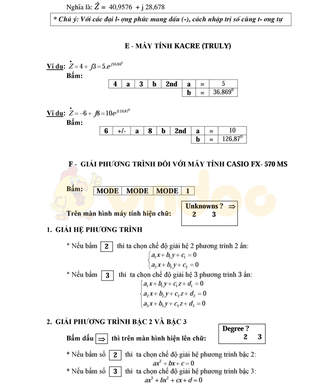 Cách sử dụng số phức bằng máy tính cầm tay Casio