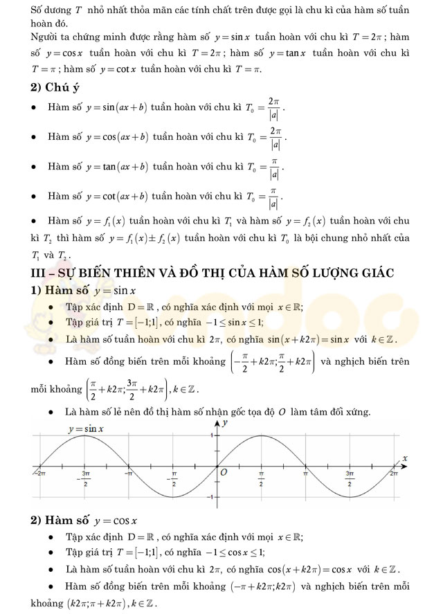 Chuyên đề hàm số lượng giác và phương trình lượng giác
