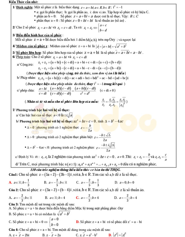 Lý thuyết và bài tập chuyên đề số phức