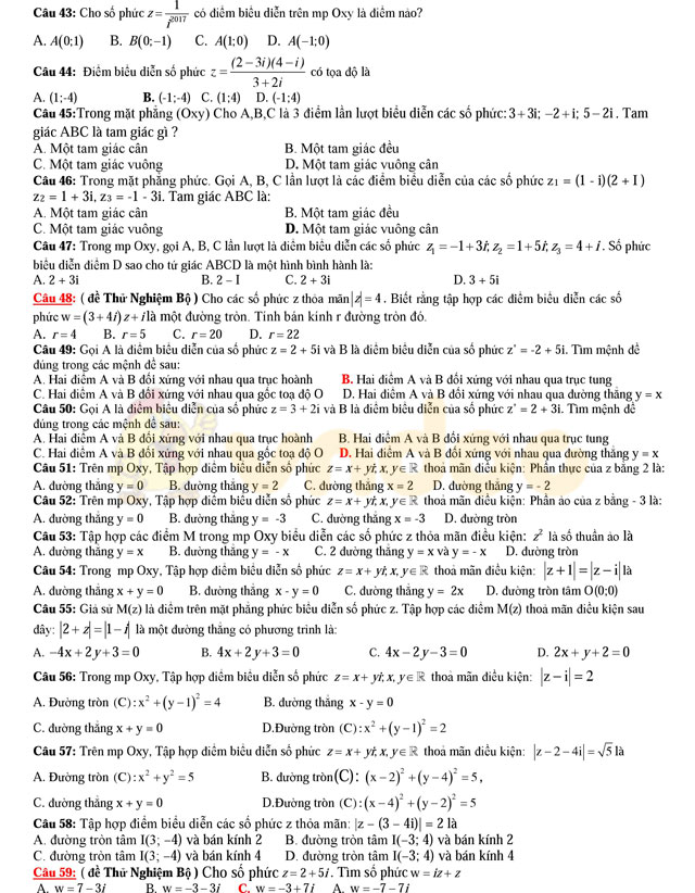 Lý thuyết và bài tập chuyên đề số phức
