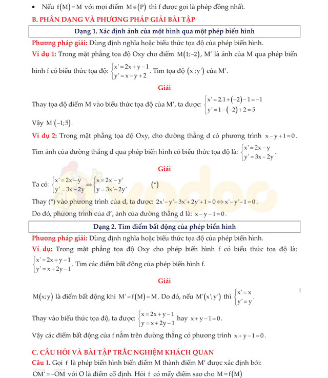 Lý thuyết và bài tập phép dời hình và phép đồng dạng trong mặt phẳng