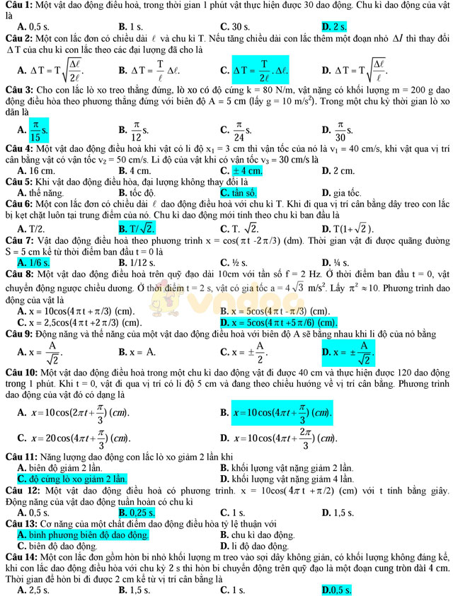 Đề thi khảo sát chất lượng đầu năm môn Vật lý lớp 12 trường THPT Nguyễn Huệ, Phú Yên năm học 2016 - 2017