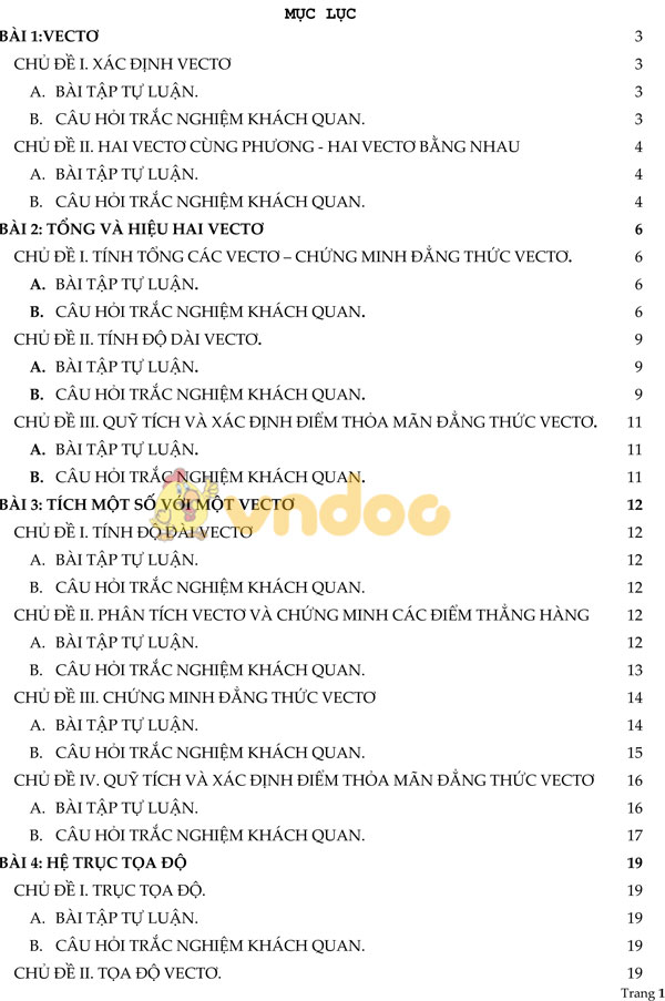 Câu hỏi ôn tập chương I hình học lớp 10