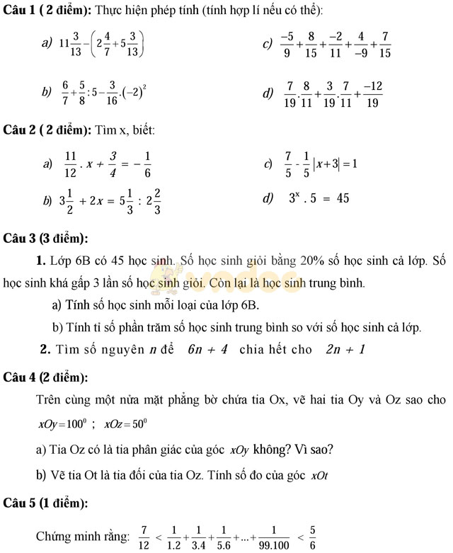 Đề thi khảo sát chất lượng đầu năm môn Toán lớp 7 trường THCS Ngọc Châu, Hải Dương năm học 2016 - 2017