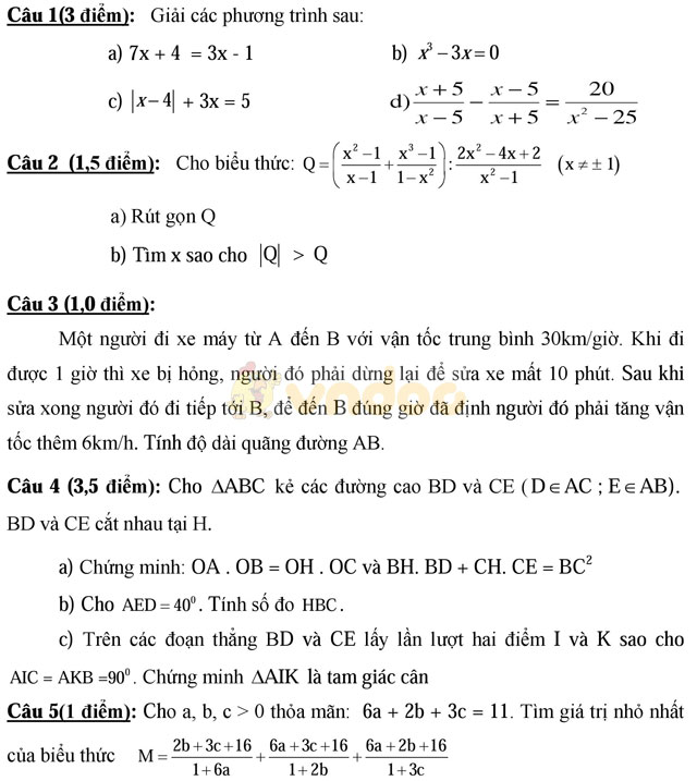 Đề thi khảo sát chất lượng đầu năm môn Toán lớp 9 trường THCS Ngọc Châu, Hải Dương năm học 2016 - 2017