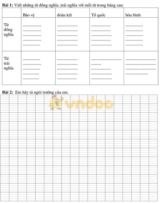 Bài tập cuối tuần cho HSY lớp 5