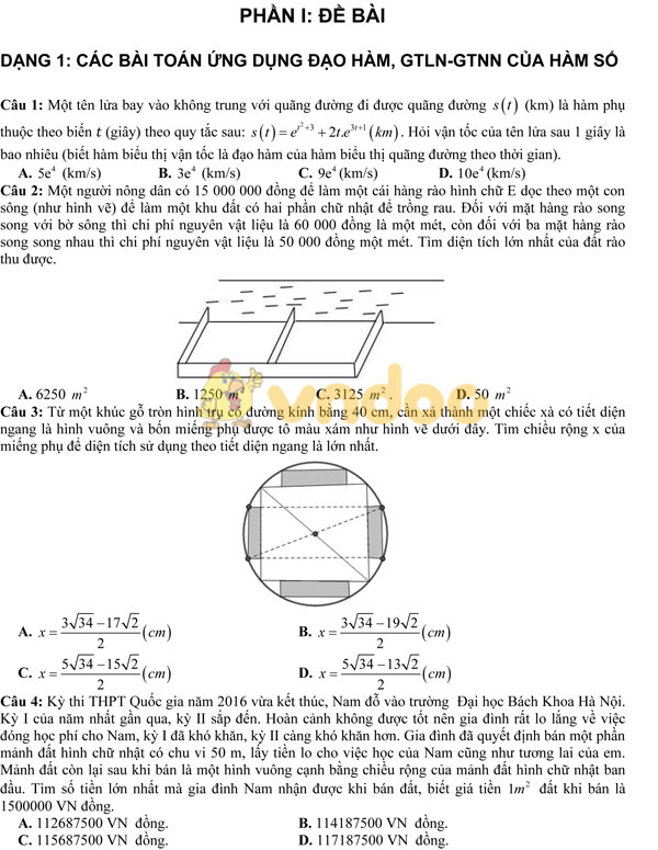 Bài tập trắc nghiệm môn Toán lớp 12 có đáp án