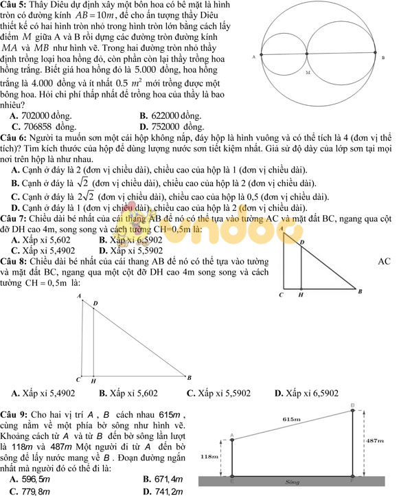 Bài tập trắc nghiệm môn Toán lớp 12 có đáp án
