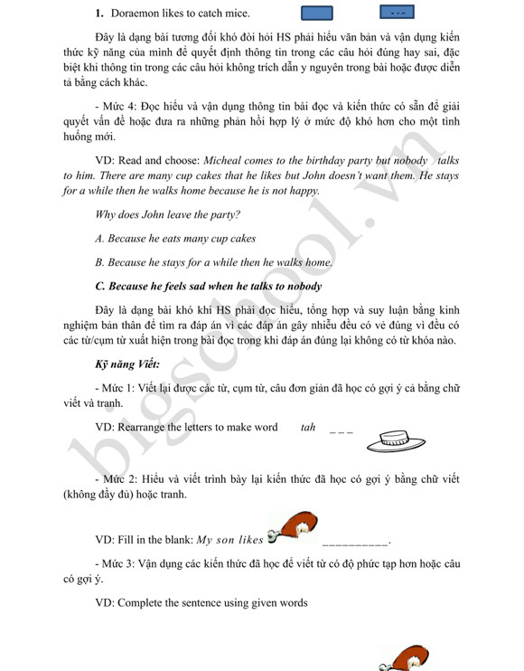 Xây dựng câu hỏi 4 mức độ tiếng Anh tiểu học 