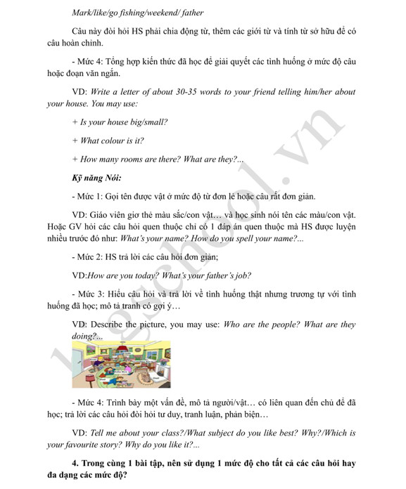 Cách xây dựng câu hỏi 4 cấp độ môn tiếng Anh 