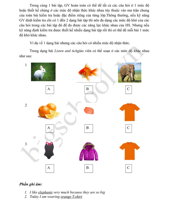 Câu hỏi 4 mức độ môn tiếng Anh theo TT22