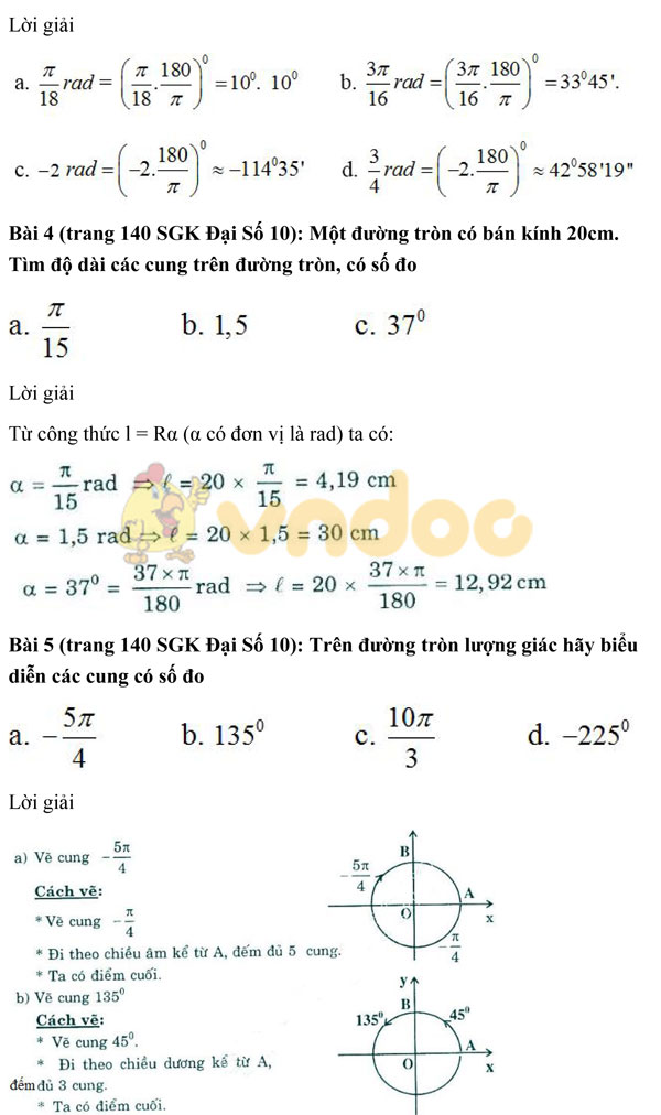 Giải bài tập trang 140 SGK Đại số 10