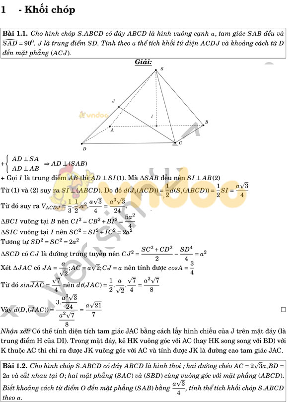 Bài tập Hình học không gian có đáp án