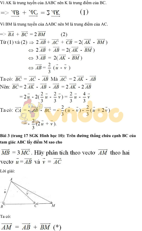 Giải bài tập trang 17 SGK Hình học 10: Tích của vectơ với một số