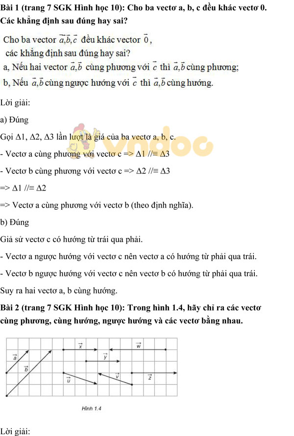 Giải chi tiết bài tập Hình học 10