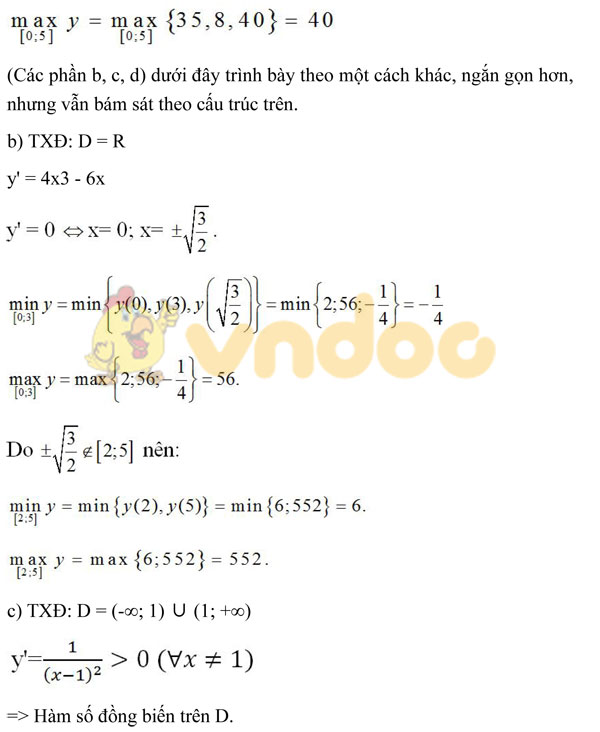Bài 3: Giá trị lớn nhất và giá trị nhỏ nhất của hàm số