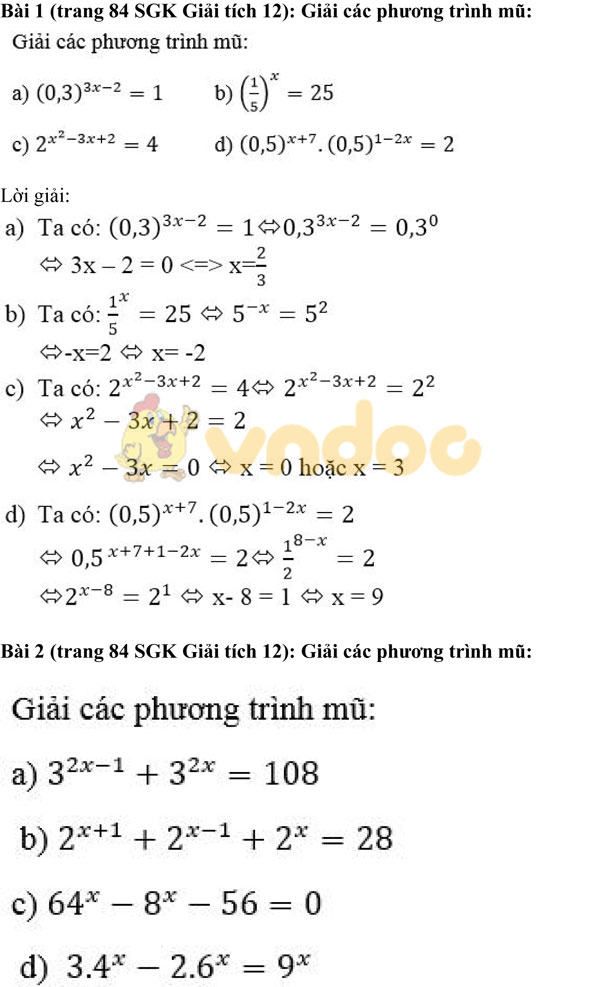 Giải bài tập môn Toán lớp 12