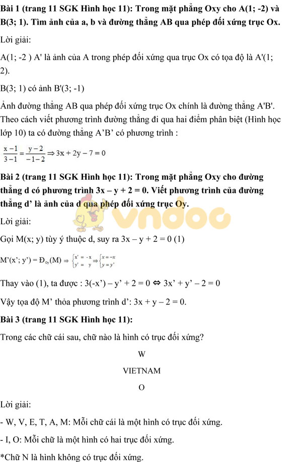 Bài tập môn Toán 11 trang 11 SGK