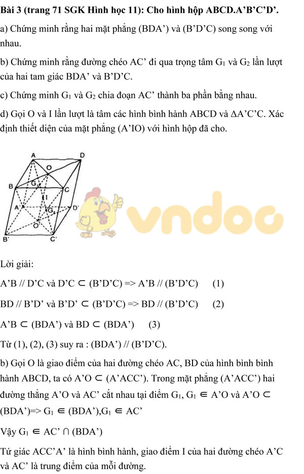 Giải bài tập Toán 11 chương 2 bài 4: Hai mặt phẳng song song