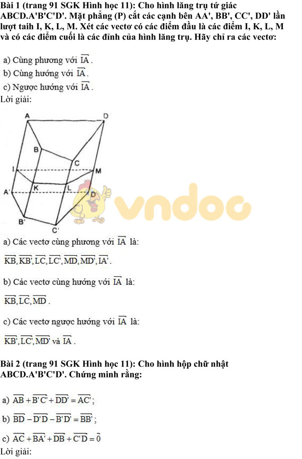 Giải bài tập Toán 11 chương 3 bài 1