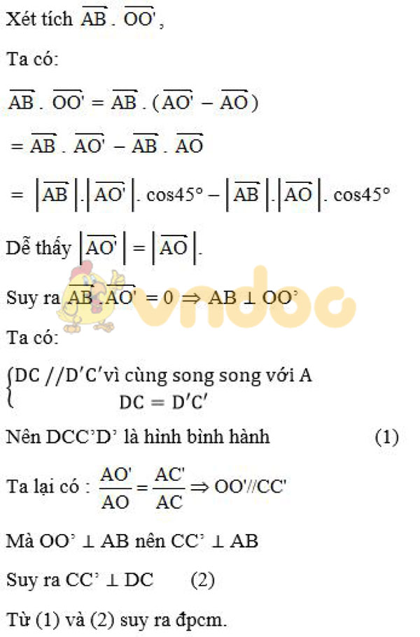 Giải bài tập Toán 11 Hình học chương 3 bài 2