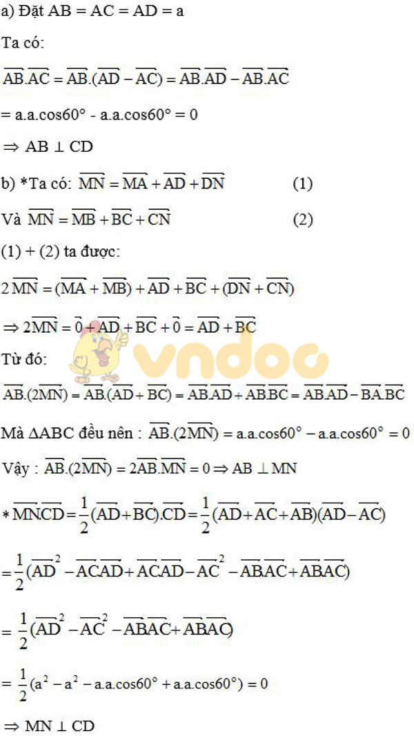 Giải bài tập Toán 11 Hình học chương 3 bài 2