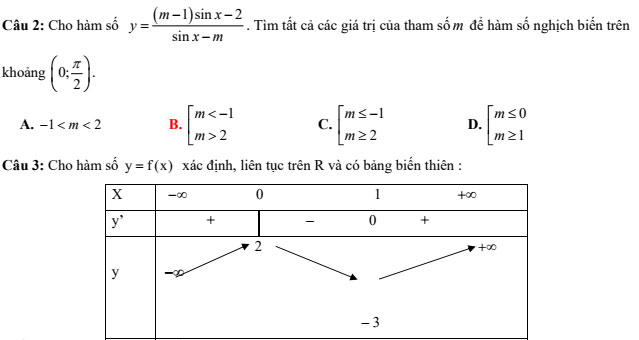 Đề thi thử THPT quốc gia môn Toán năm 2018