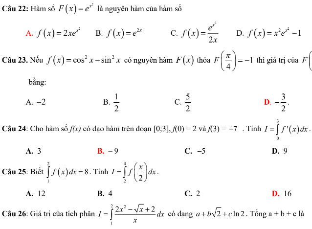 Đề thi thử THPT quốc gia môn Toán năm 2018