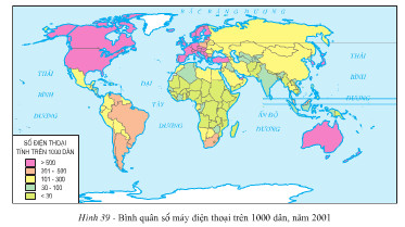 Giải bài tập SGK Địa lý lớp 10 bài 39: Địa lí ngành thông tin liên lạc