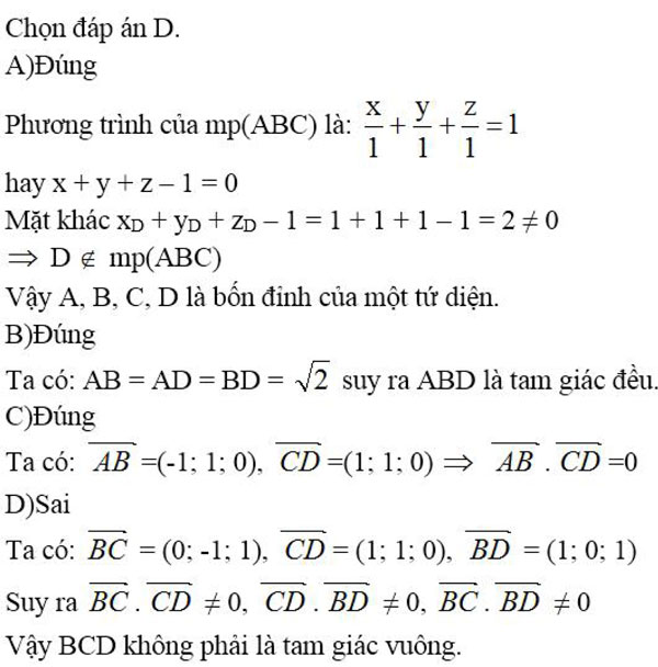 Câu hỏi trắc nghiệm Toán 12 chương 3