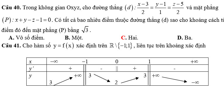 Đề thi thử THPT quốc gia môn Toán năm 2018