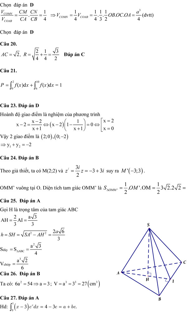 Đề thi thử THPT quốc gia môn Toán năm 2018