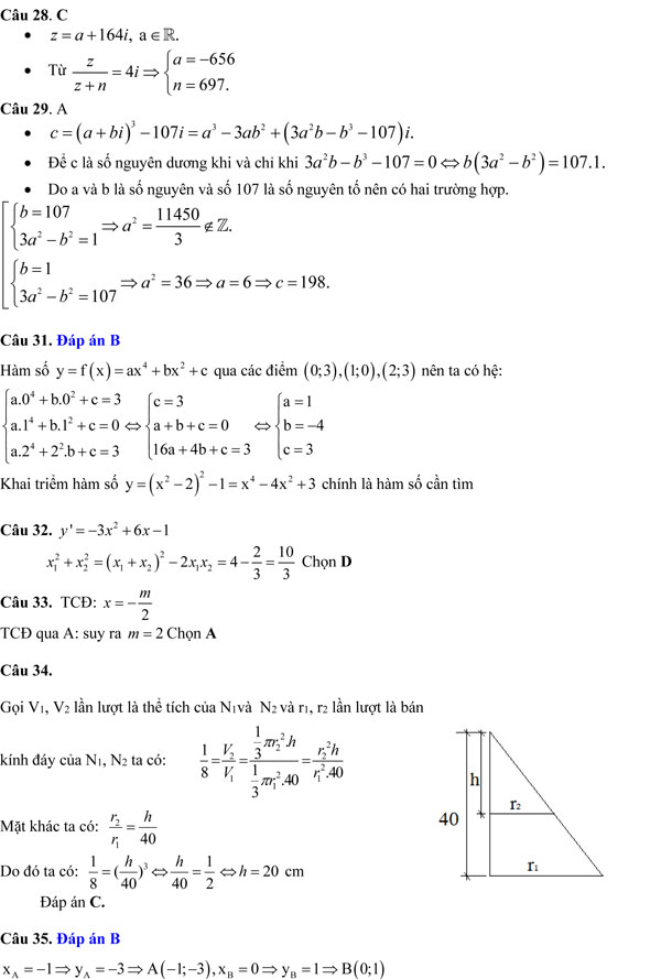 Đề thi thử THPT quốc gia môn Toán năm 2018