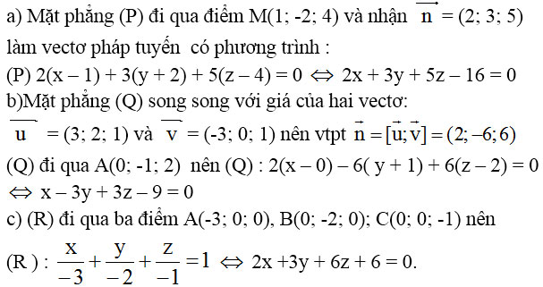 Giải bài tập Toán 12 chương 3 bài 2