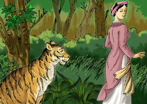 Văn mẫu lớp 6: Trong vai bà đỡ Trần, kể lại câu chuyện Con hổ có nghĩa