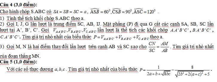 Đề thi HSG Toán lớp 12