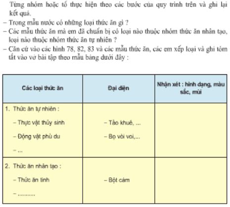 Giải bài tập SGK Công nghệ lớp 7 bài 53: Thực hành: Quan xát để nhận biết các loại thức ăn của động vật thuỷ sản (tôm, cá)